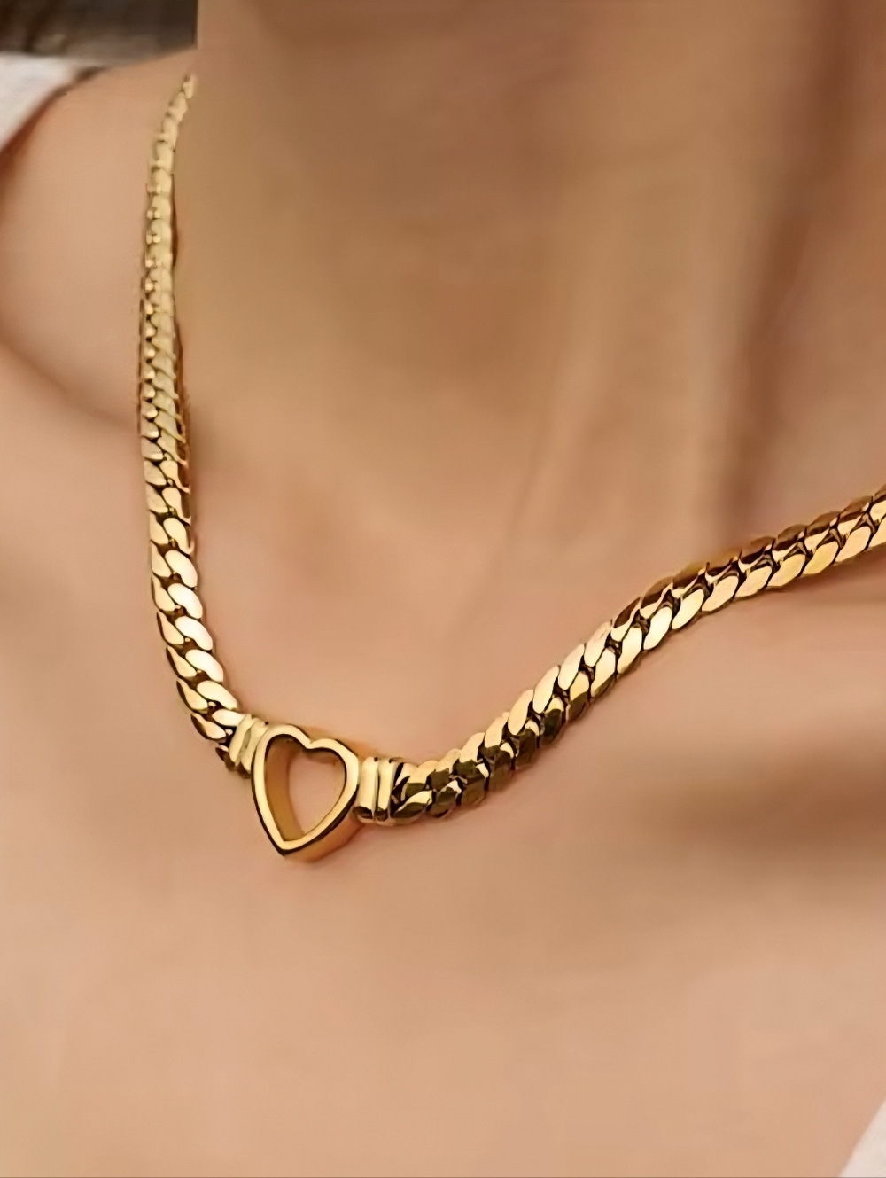 Gold Open Heart Necklace